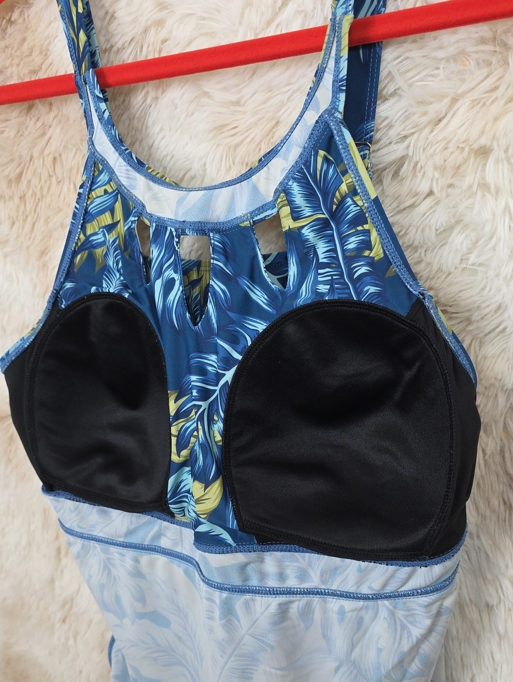 *Septangle Blue Tropical Leaf Tankini Swim Top Estimated Small - Picture 9 of 11
